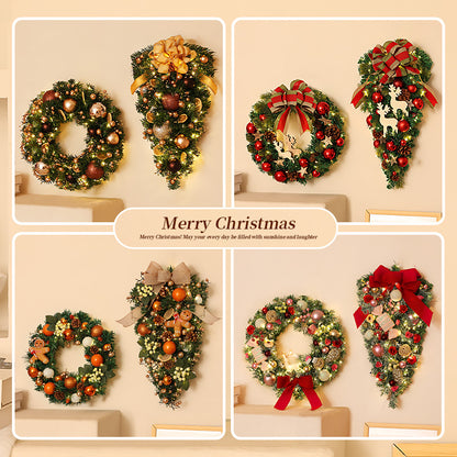 Refreshing Deer Double Bow Christmas Atmosphere Wreath