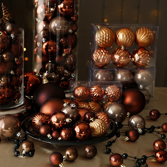 Dark Coffee Brown Decorative Christmas Balls Wreath