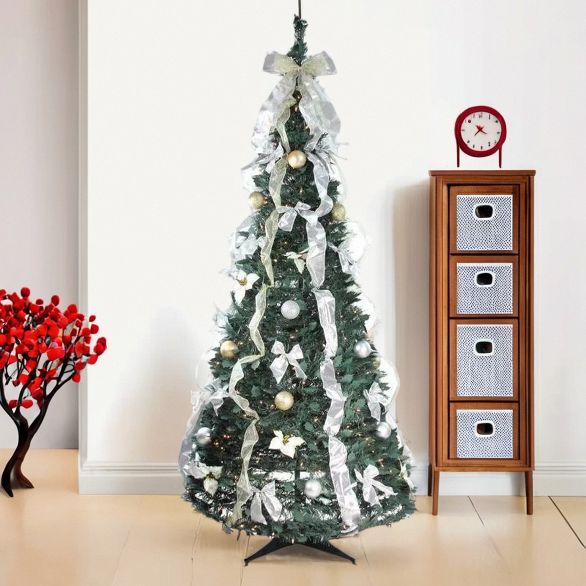 Collapsible Christmas Tree with Ornaments