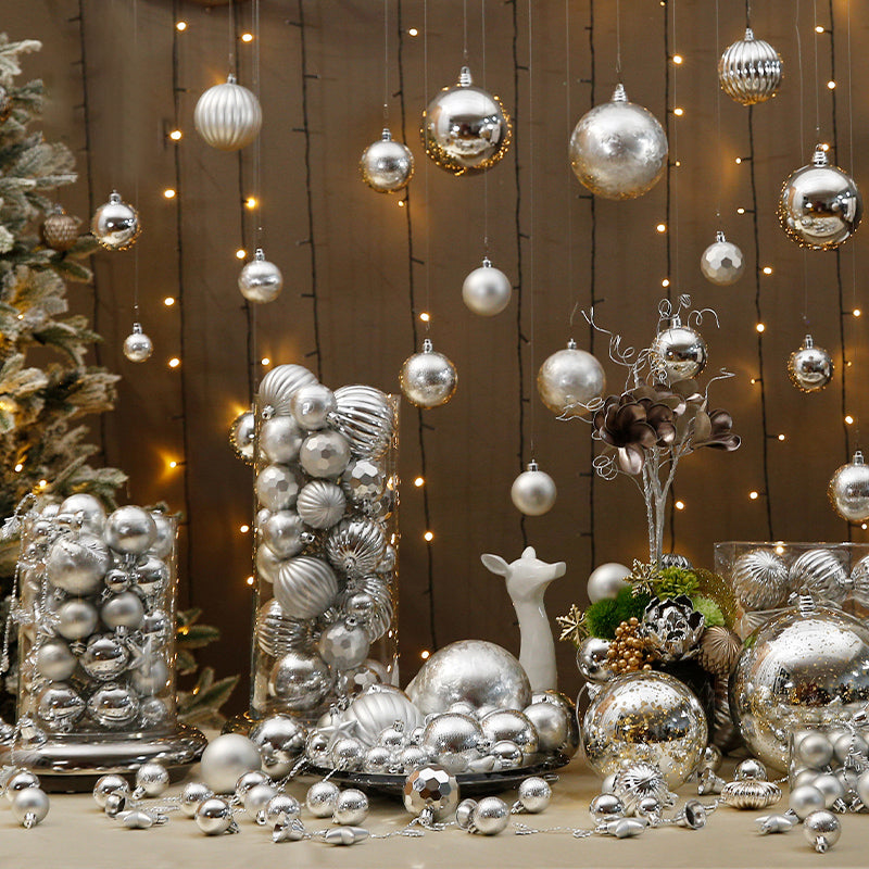 Silver Christmas Hanging Ball Decorations