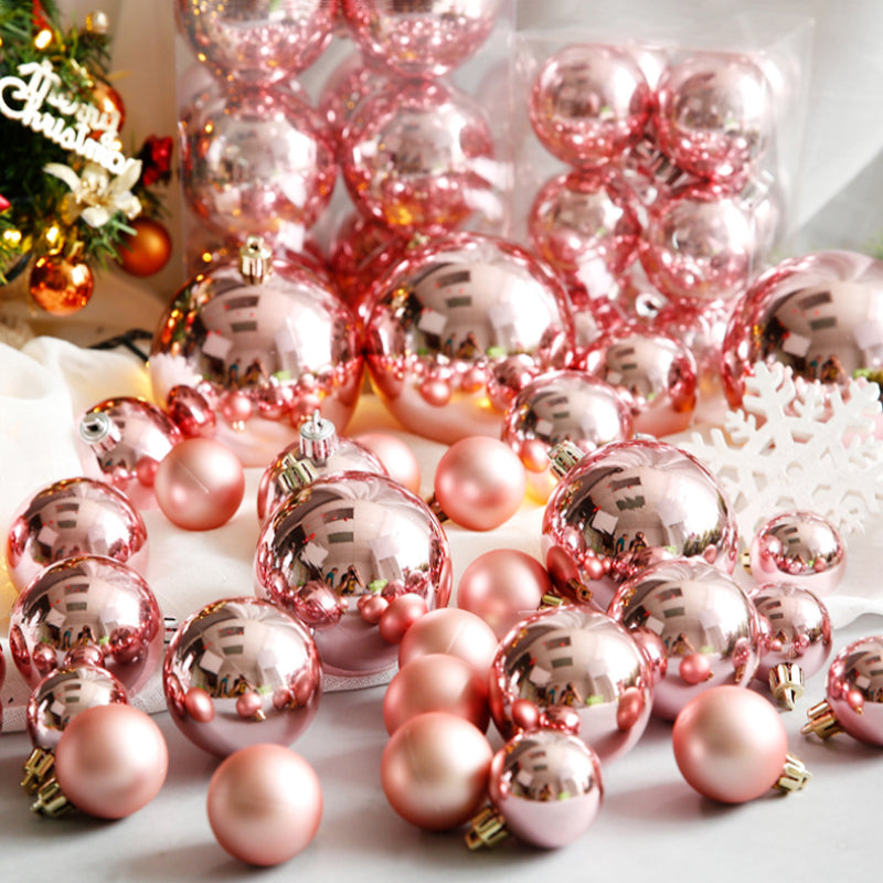 Pink Rose Gold Pearlized Christmas Decorative Balls