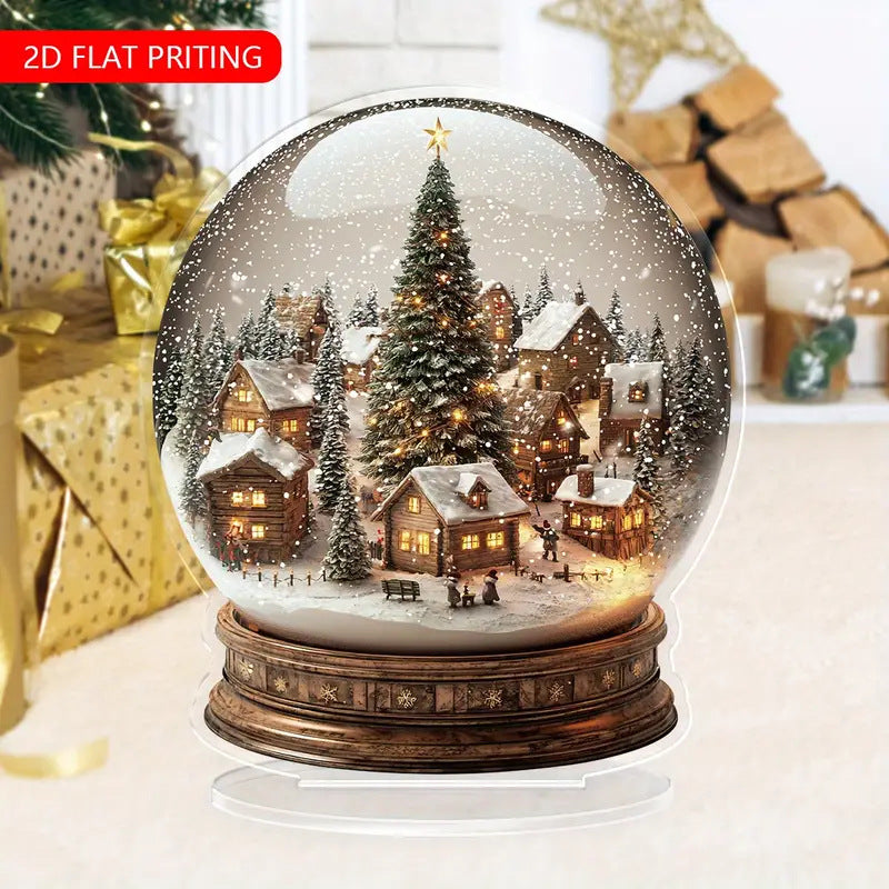 2D Acrylic Snowman Glass Ball Pendant Ornament