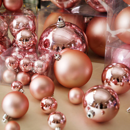 Pink Rose Gold Pearlized Christmas Decorative Balls