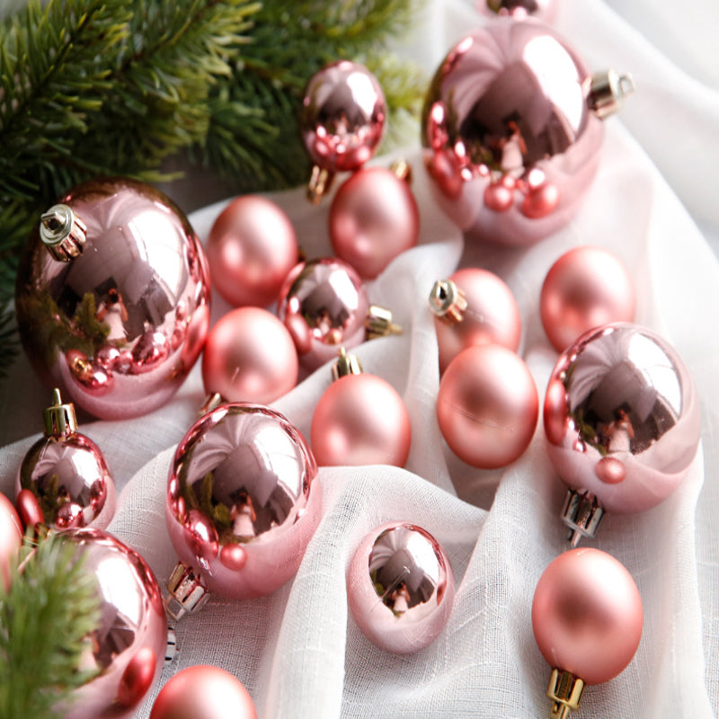 Pink Rose Gold Pearlized Christmas Decorative Balls