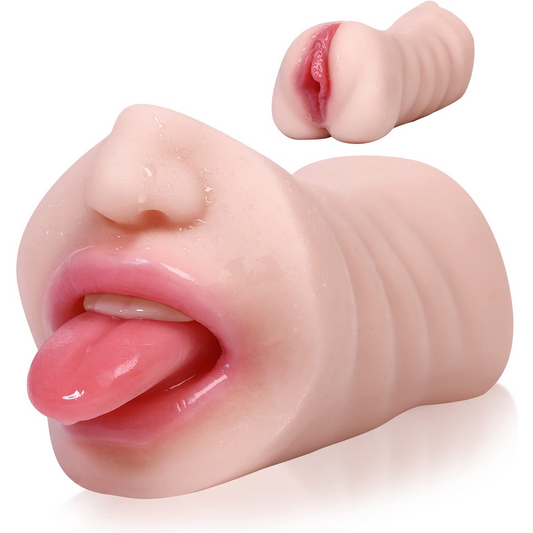 2-in-1 Realistic Pocket Pussy & Vivid Mouth for Ultimate Pleasure