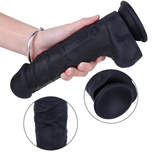 8.6 Inch Classic Girthy Black Silicone Suction Cup