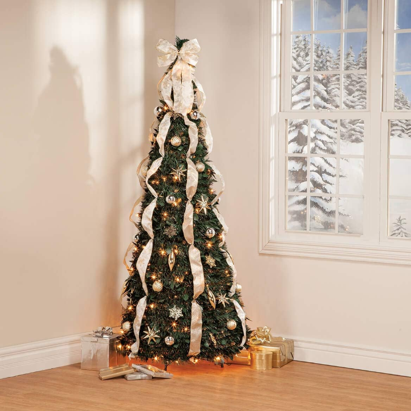 Collapsible Christmas Tree with Ornaments