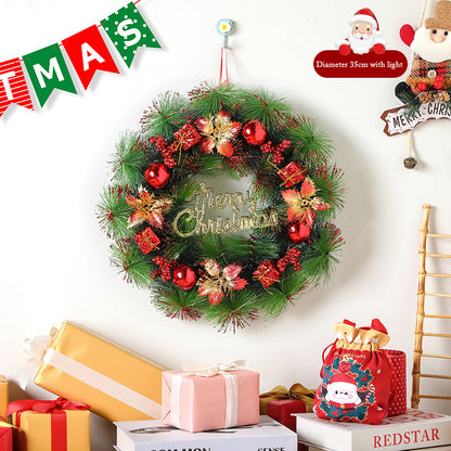 Red Three-Flower Handmade Christmas Creative Wreath