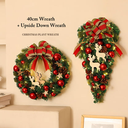 Refreshing Deer Double Bow Christmas Atmosphere Wreath