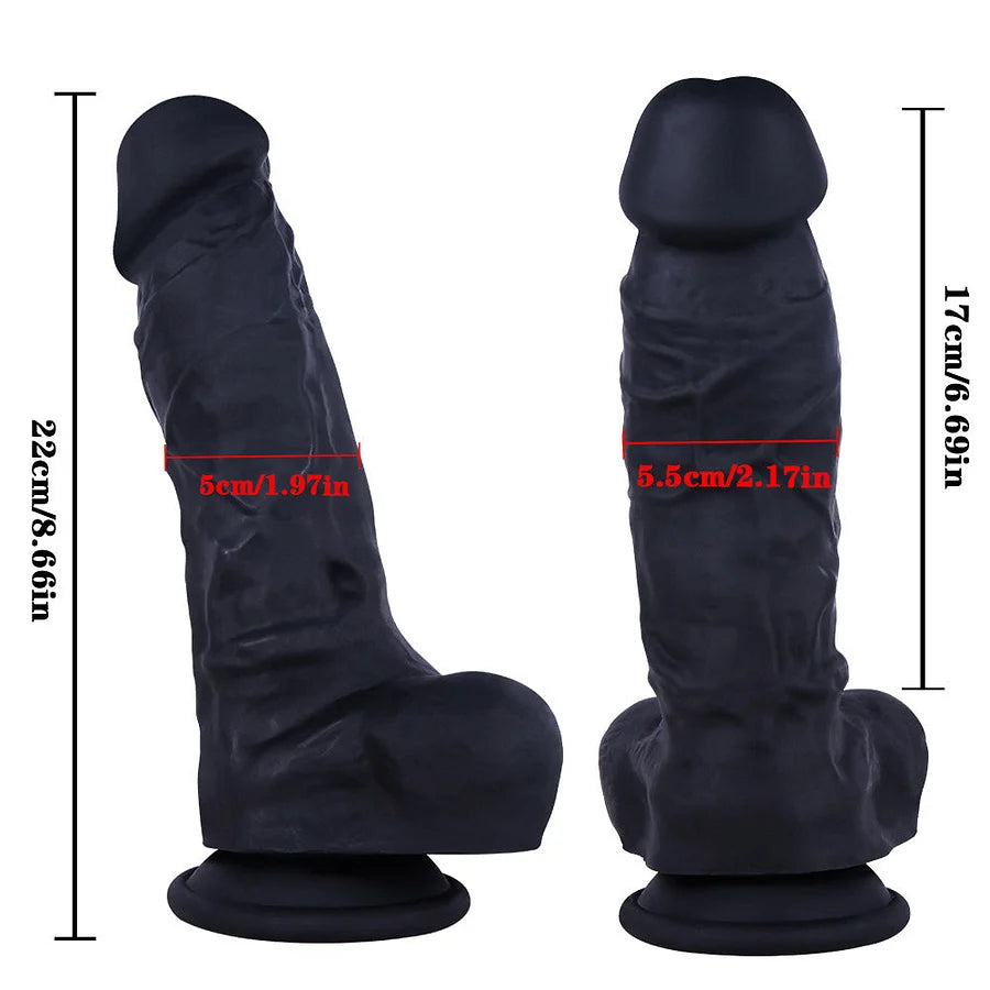 8.6 Inch Classic Girthy Black Silicone Suction Cup